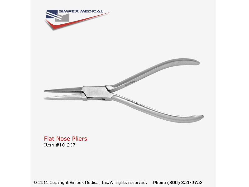 Flat nose pliers, 7'', serrated jaws with grooves